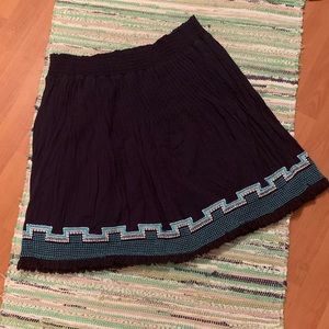 Navy Blue Embroidered Skirt Sz M